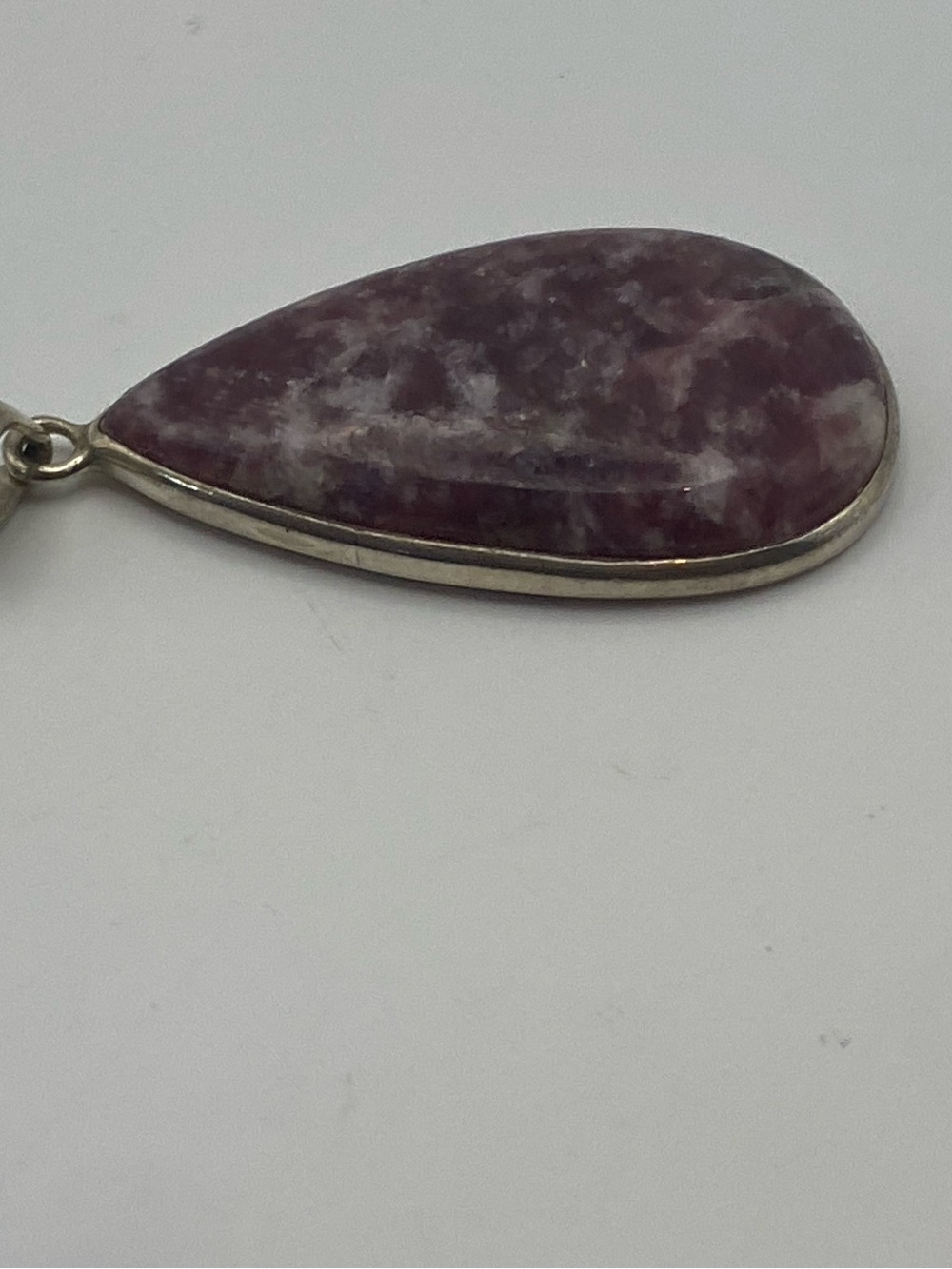 Natural Lepidolite Sterling Silver Teardrop Pendant - Picture 4 of 7